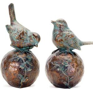 BIRD/ORB (SET OF 2) 8.5"H, 10.5"H RESIN tabletop decor